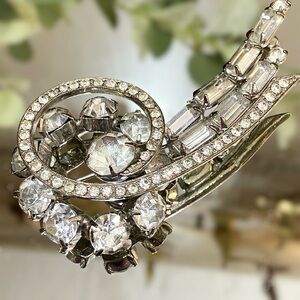 Vintage Early Weiss Signed Crystal Rhinestone Brooch Large 3” STUNNING